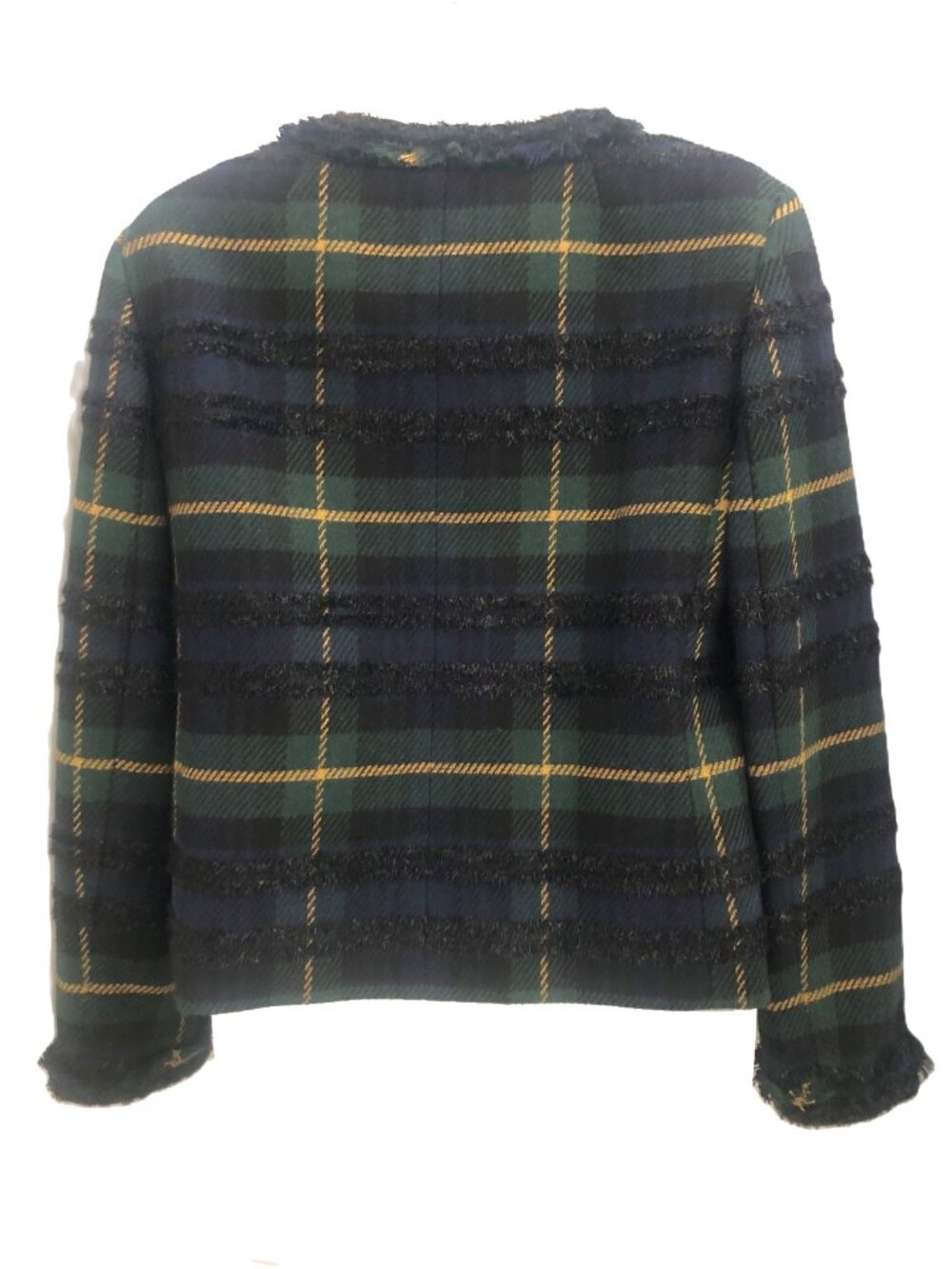 J. Crew Black Watch Tartan Plaid Jacket Lurex Trim Women's 8 NWT - Picture 7 of 13